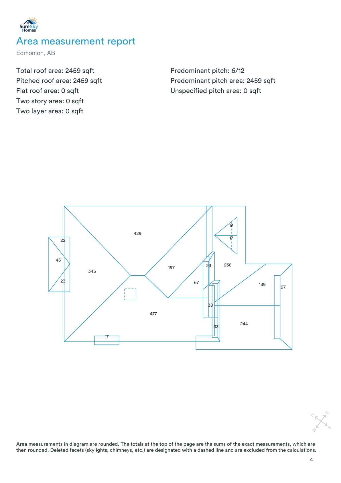 SureSky sample roof report — page 4, area measurement report